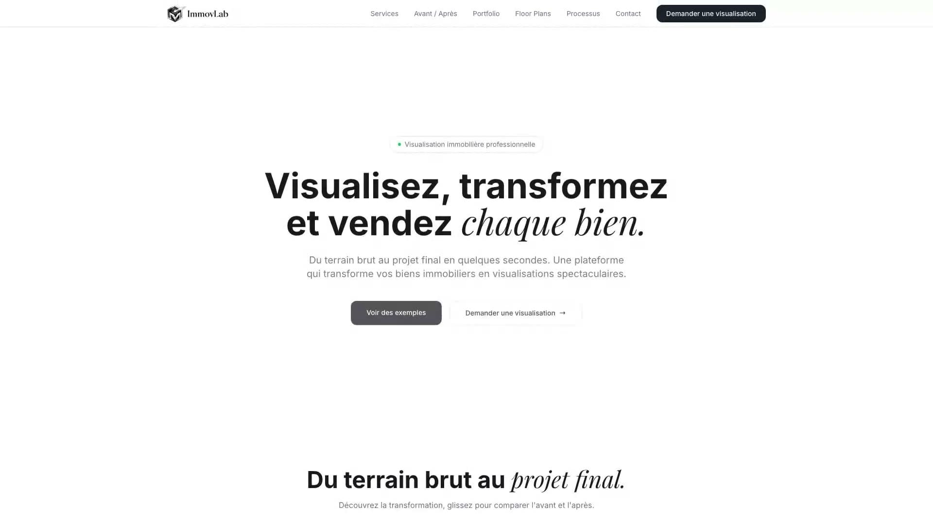 ImmovLab : Studio de visualisation immobilière IA